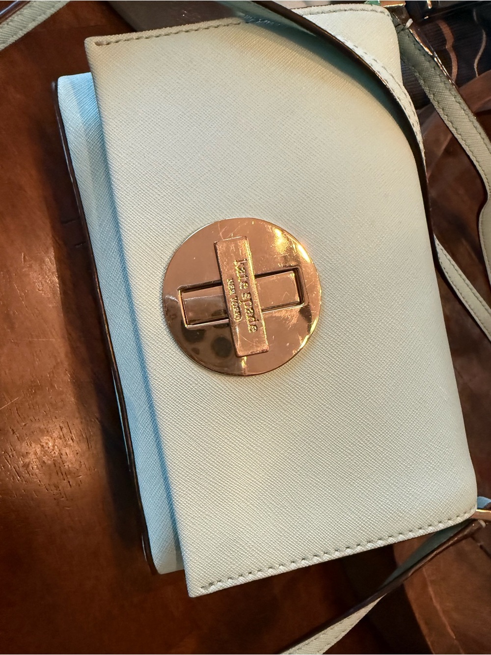 kate spade Mint Blue Crossbody with Gold Turn-Lock